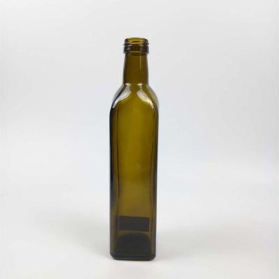 China Square 250ml 500ml 750ml 1000ml Olive Oil Glass Bottle Amber Olive Oil Bottle With Lid for sale