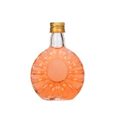 China 50ml 100ml Small Mini Wine Glass Bottle Empty Clear Liquor Bottle With Screw Cap for sale