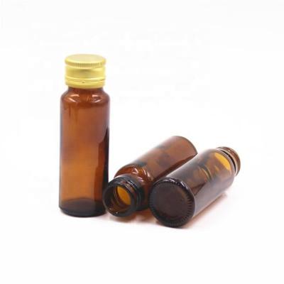 China Medicine Syrup Packaging 20ml 30ml 50ml Liquid Amber Oral Liquid Glass Bottle With Tamper Proof Aluminum Screw Caps for sale