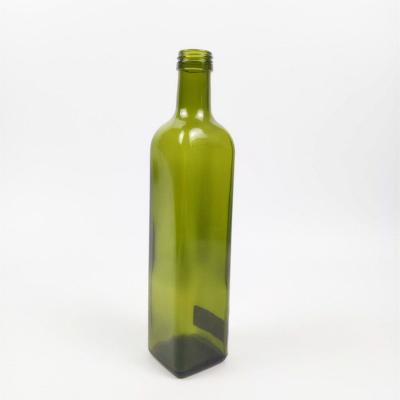 China Wholesale 1000ml 750ml 500ml 250ml Frying Oil Olive Oil Glass Dark Green Square Bottle for sale