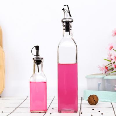 China Mineral Clear Glass Water Square Olive Oil Bottle 1000ml 750ml 500ml 250ml 100ml for sale