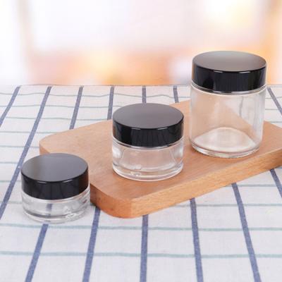 China Wholesale Cream Glass Jar Personal Care Face Makeup Personal Care Cream Transparent Glass Jar for sale