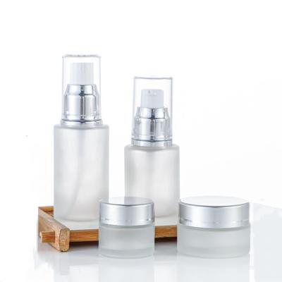 China Wholesale Frosted Glass Personal Care Lotion Bottle Essence Toner Bottle Cream Bottle For Cosmetic Packaging for sale