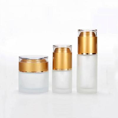 China Wholesale Frosted Essence Toner Spray Bottle Cream Bottle Personal Care Lotion Glass Bottle For Cosmetics Packaging for sale