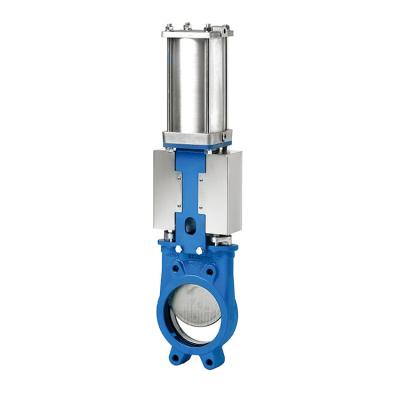 China Mine Orbinox PN10 Knife Blade Pneumatic Operated EX Gate Valve With Cylinder for sale