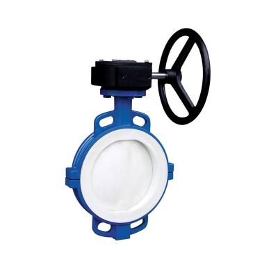 China ANSI 150 FULL Fluorine Lined PTFE PFA Acid Wafer End Type PN16 Butterfly Valve for sale