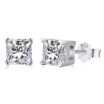 China 2022 CLASSIC Ice Cut 8A High Carbon Drill Redeon Cut Square Sugar S925 Mosant Headstone Sterling Silver Drill Earring for sale