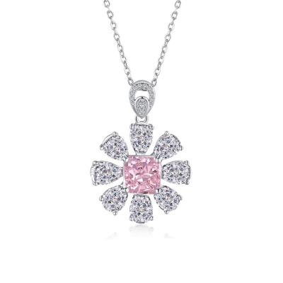 China 2022 CLASSIC Ice Flower Cut 8A Redean Cut Claw With Water Drop Square Flower S925 Mosson Sterling Silver Diamond Pendant Necklace for sale