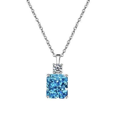 China 2022 CLASSIC Ice Flower Cerredion Column With Sugar Cube Diamond 8A High Carbon Diamond S925 Mosan Sterling Silver Stone Necklace for sale