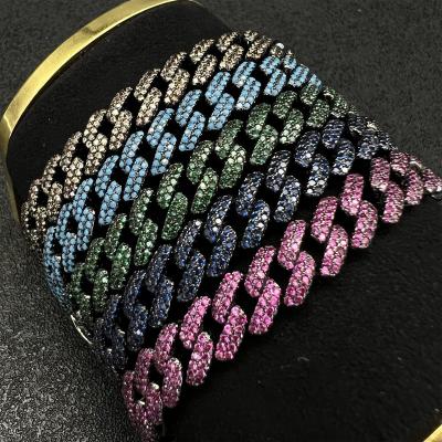 China 2022 Hiphop 2022 Brand New AAAAA Women's Zircon Paw Mix Color Miami Bracelet Around Hip Hop Cuban Chain Jewelry for sale