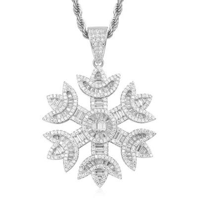 China Micro Hyperbole BlingBling Inlay Ice Zircon Hip Hop Fashion Jewelry 2022 High Quality Brand New Snowflake Pendant Necklace for sale