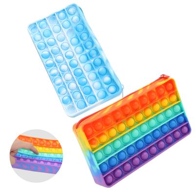 China Qilong Bubble Toddler Pencil Case Rainbow Toy Sensory Snap Toy Simple Effort Push Toddler Pencil Case Bag Toddler Toys For Kids 19.7* 3.3*11cm for sale