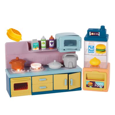 China QL Plastic Toys Kitchen Accessories Baby Child Toddler DIY Plastic House To Pretend To Play Set Plastic Modern Toys Small Kitchen Talent Toys for sale