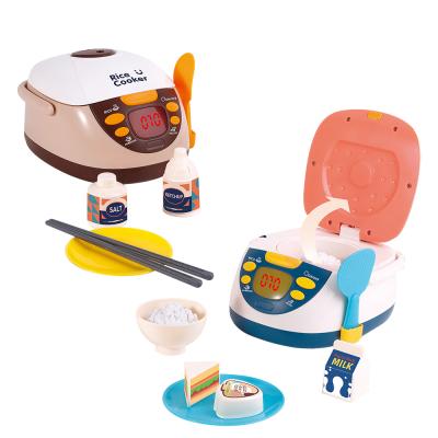 China Huiye Plastic Cooking Toy Set Happy Living Toys Educational Plastic Cooking Toys Cookware Rice Cooker Playset Kitchen For Girl for sale