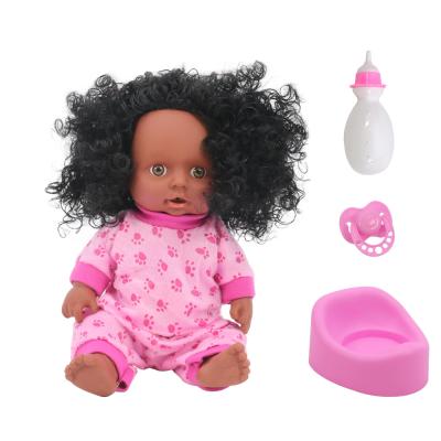 China Black Educational barbi dolls black doll Qilong OEM girl doll baby toys with nipple for children for sale