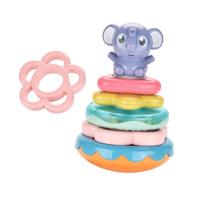 China Qilong Stacking Rings Toy Stacking Ring Rattle Rod Learning Toy Plastic Stacking Cup Tumbler Toy 13.5*20CM for sale