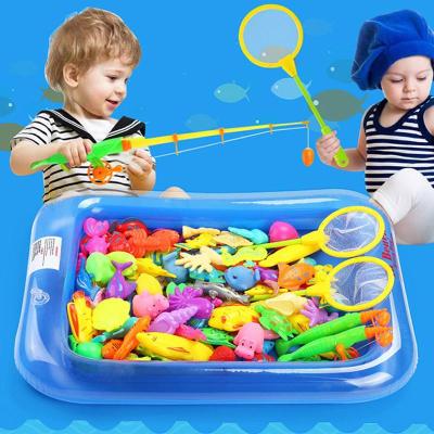 China Qilong Eco-friendly Material Kids Beach Fishing Game Educational Toy Fishing Set Magnetic Bath Game Fishing Toy for Kids for sale