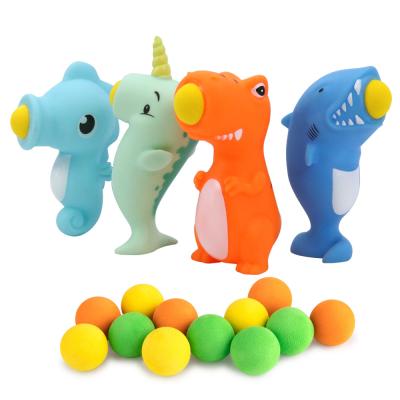 China Qilong Shooting Ball Toys Pneumatic Soft Rubber Ball Shooter Release Squeeze Ball Animal Toys 6.5*8*14.5CM for sale