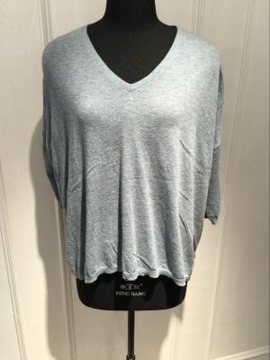 China Grey V Neck Sweater Women'S , Cashmere Ladies Sweaters With Bead Decoration for sale