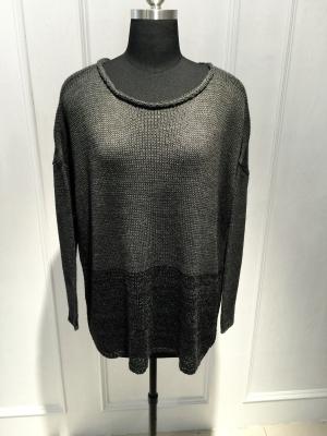 China Raw Edge Wool Acrylic Batwing Long Sleeve Loose Knit Sweater 15JT001 for sale