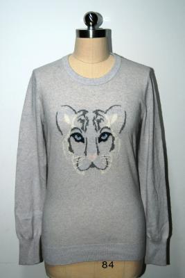 China Pullover Leopard Pattern Sweater , Women'S Long Sleeve Sweaters 100% Cotton for sale