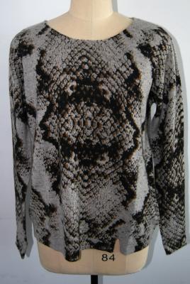 China Women Leopard Cashmere Sweater , Long Sleeve Pullover Sweater 12 Gauge for sale