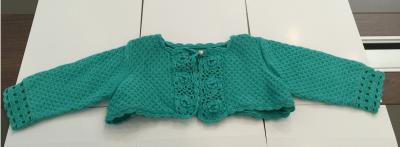 China Computer Pattern Knitted Girls Short Cardigan , Green Crochet Sweater Long Sleeve for sale