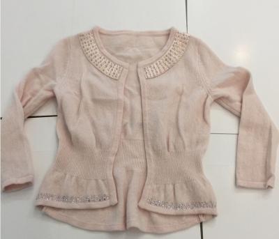 China Hot Fix Rhinestones Kids Knitted Sweater Cardigan Long Sleeve For Girls for sale