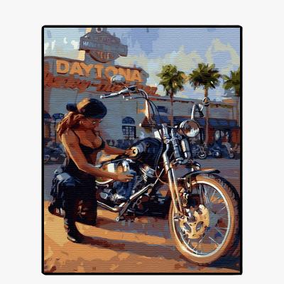 China 100% handmade oil paintings GX36878-40*50 by number sexy cool girl motorcycle customizable wholesale for sale