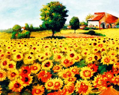 China GZ681- 40*50 beautiful easy landscape paintings for sun flower garden decor home diy diamond paintings by number for sale