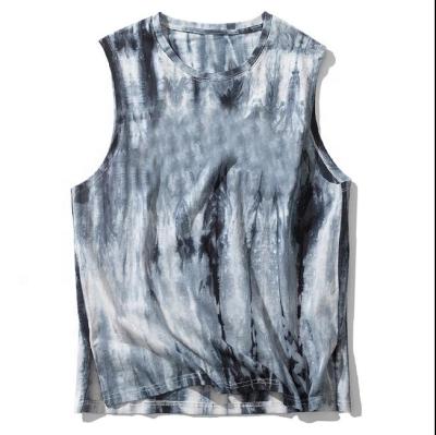 China Fashion Breathable Wholesale Fashion Knitted Tank Tops Streetwear Fitness Hip Hop Tie Dye Tank Tops Men OEM Man Printed for sale