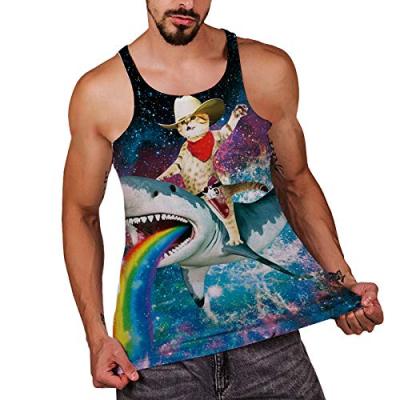 China Anti-pilling Custom Graphic Tank Top 3D Printed Gym Workout Shirt Sublimated Polyester Mens Tank Tops for sale