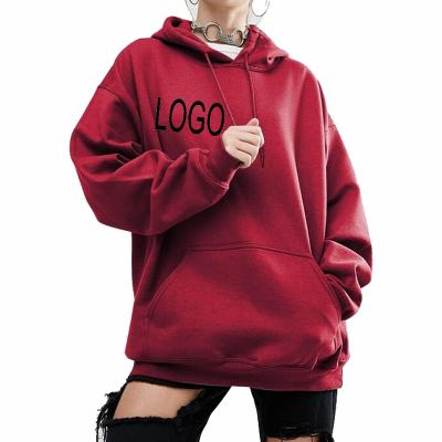 China Anti-pilling simple hoodie custom printed logo fashion girls pullover printing empty oversized hoodie women for sale