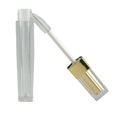 China Gold 5ml Top Cap Eyelash Mascara Cream Gel Cosmetic Clear Case Container Empty Plastic Tube for sale