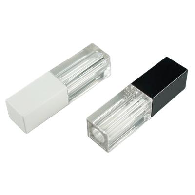 China 5ML Cosmetic Lip Gloss Black White With Square Cap Free Sample Custom Logo Lipstick Tube for sale