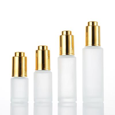 China Cosmetic 20ml 30ml 15ml Frosted Glass Dropper Bottle With Aluminum Top For Cosmetic Body Oil Sample Perfume Removal for sale