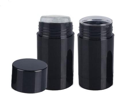 China Matte 75ml Cosmetic Black Round Empty Deodorant Containers Twist Up Refilling Stick Deodorant Container 2.5 Ounce Plastic Deodorant Bottles for sale