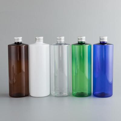 China 500ml 17oz cosmetic plastic bottles with aluminum cap, for shampoo body wash sauce, squeeze bottle body for sale