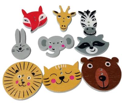 China Assorted Dry Cleaning Colors Wooden Craft Buttons 2 Holes Cartoon Animal DIY Scrapbooking Sewing Accessories for sale