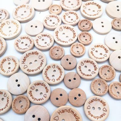 China Dry Clean 2 Holes Handmade Letters Around Wooden Sewing Buttons for sale