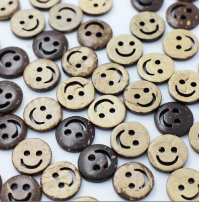 China Dry Clean Face Brown Happy and Sad Coconut Shell Buttons for sale