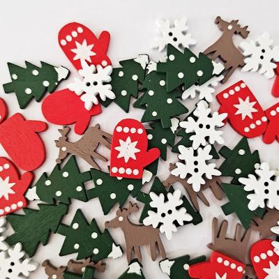 China Christamas Decoration 50 Pcs Christmas Tree Colored Elk Elk Wood Chip Christmas Decoration Handmade DIY Decoration Patch for sale