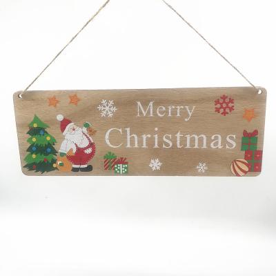 China UV Printed Wooden Christamas Tree Decoration 1 Pcs Christmas Tag Christmas Decoration With Hemp Rope for sale