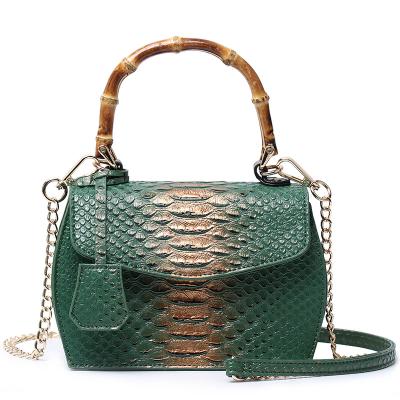 China Fashion Hot Sales Bamboo Bags Snake Pattern Fashion Tote Bag Python Purse Handbag for sale