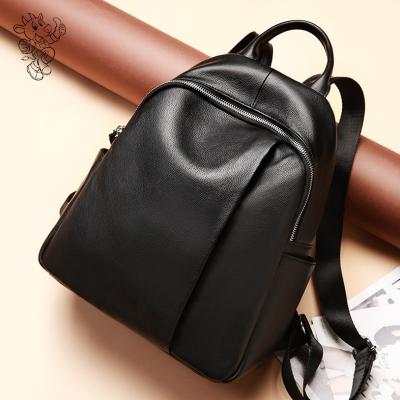 China 2019 Hot Selling Anti Theft Women Genuine Leather Soft Leather Black Backpack No Bagpack Travel Bags for sale