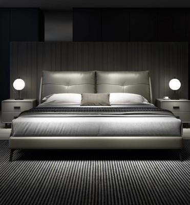 China bedroom suits Light luxury modern leather bed  master bed 1.8m bed Italian minimalist for sale