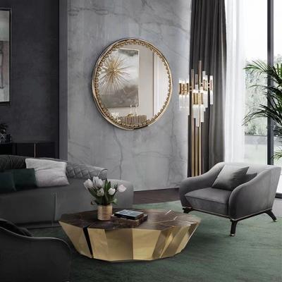 China Italy geometric coffee table Artistic brass coffee table custom made  villa  gold console table for sale