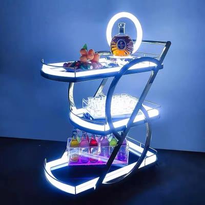 China Bar light-emitting beverage night wine delivery cart mobile service birthday cake cart led cart for sale