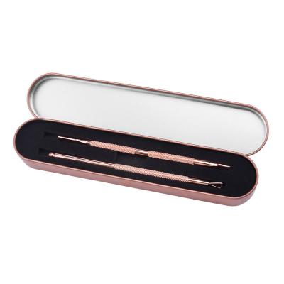 China Manicure Pedicure Nail Care Tools 2 Pack Nail Art Tools Kit Nipper Tweezer Picker Manicure DIY Scissors Rose Gold Stainless Steel Nail Cuticle Pusher for sale