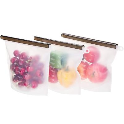 China Wholesale Viable Food Grade Waterproof Liquid Ziplock Reusable Silicone Food Storage Bags for sale